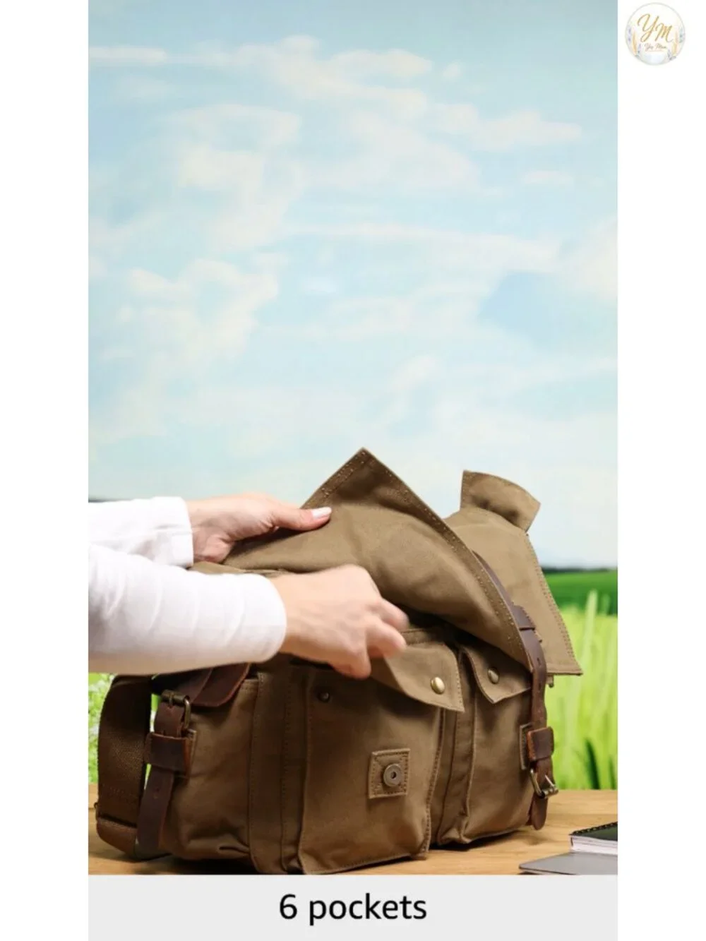 Vintage Military Leather Canvas Messenger Bag, 15